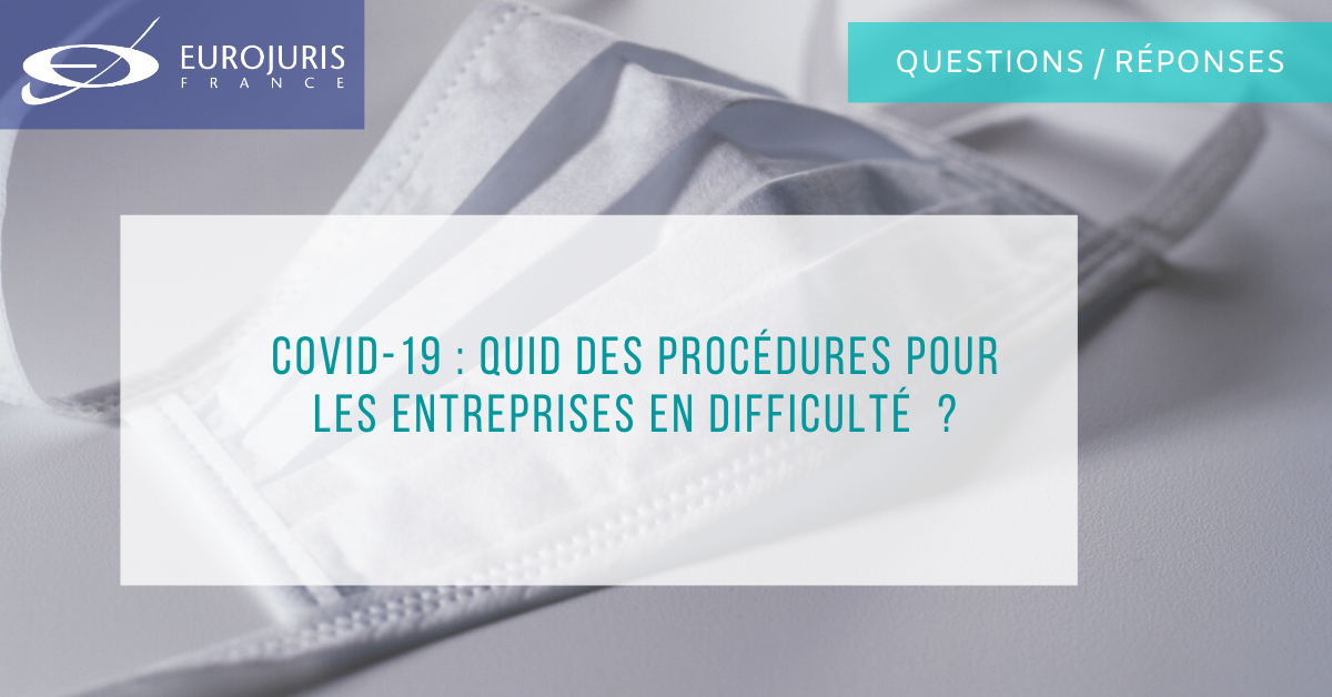 Mesures entreprises en difficulté et coronavirus