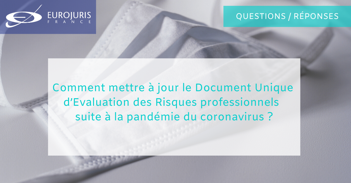 DUERP suite à la pandémie du coronavirus ?